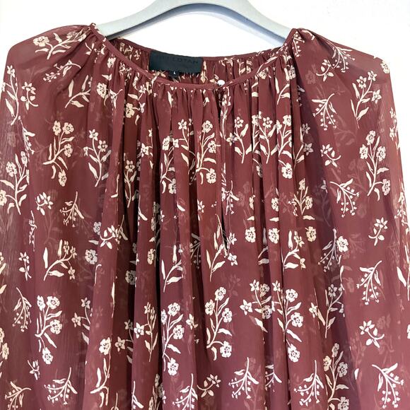 NILI LOTAN 100% Silk Floral Sheer Flowy Peasant Blouse in Multi Size L - Picture 5 of 13